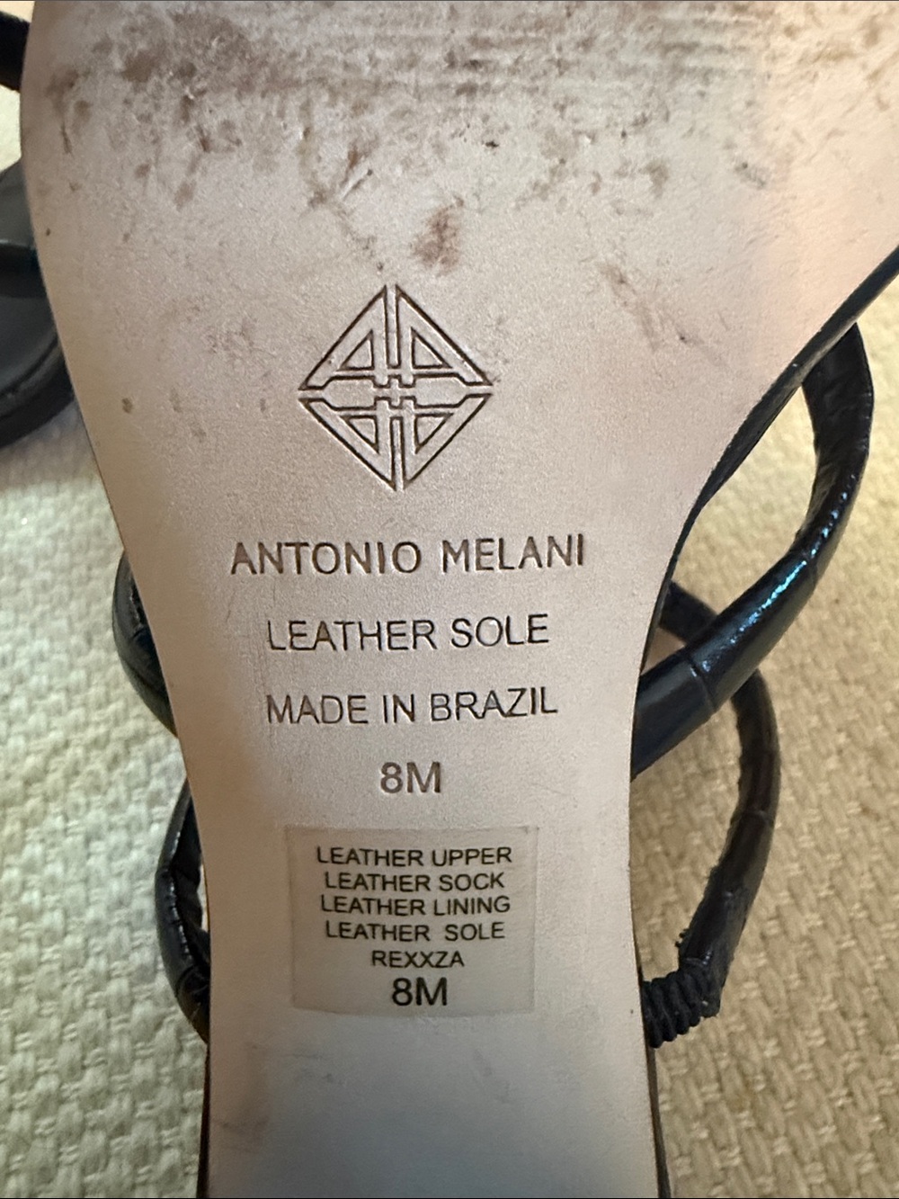 ANTONIO MELANI Black Faux-Croc Strappy Block Heel Sandals - Picture 4 of 4